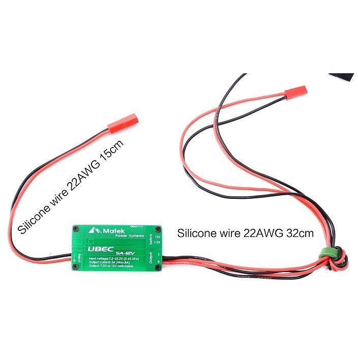 Matek UBEC for HV servo, Gimbal & Camera Systems, 5A-12V/7.2V