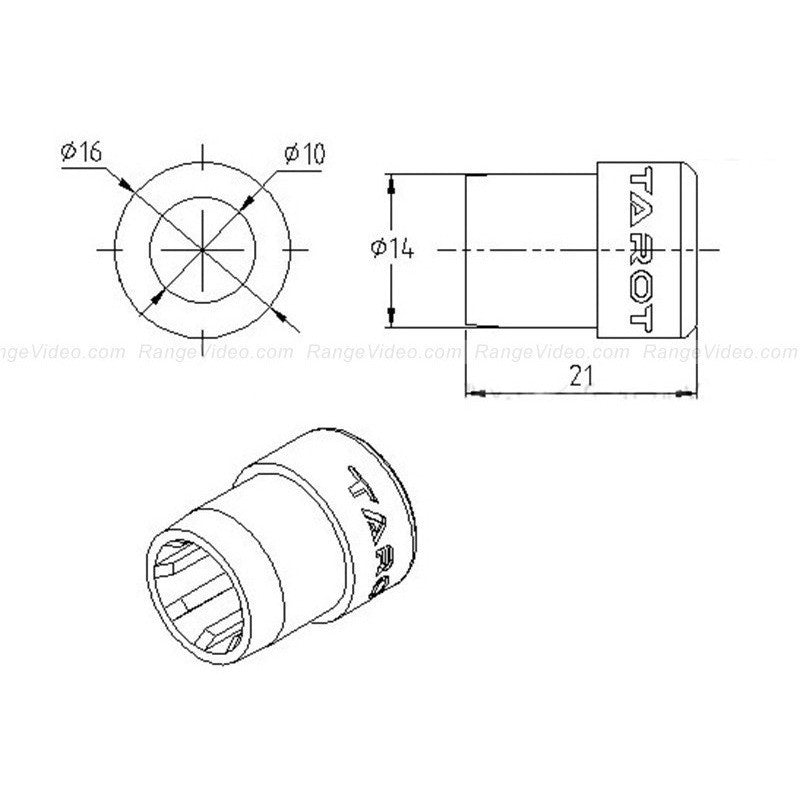Tarot Carbon Tube Adapter sets Dia14 to Dia10