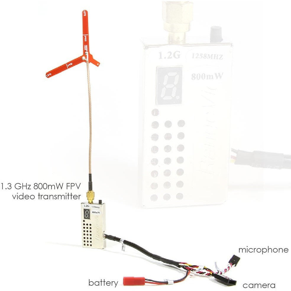 1.2 GHz 800mW video transmitter antenna and harness