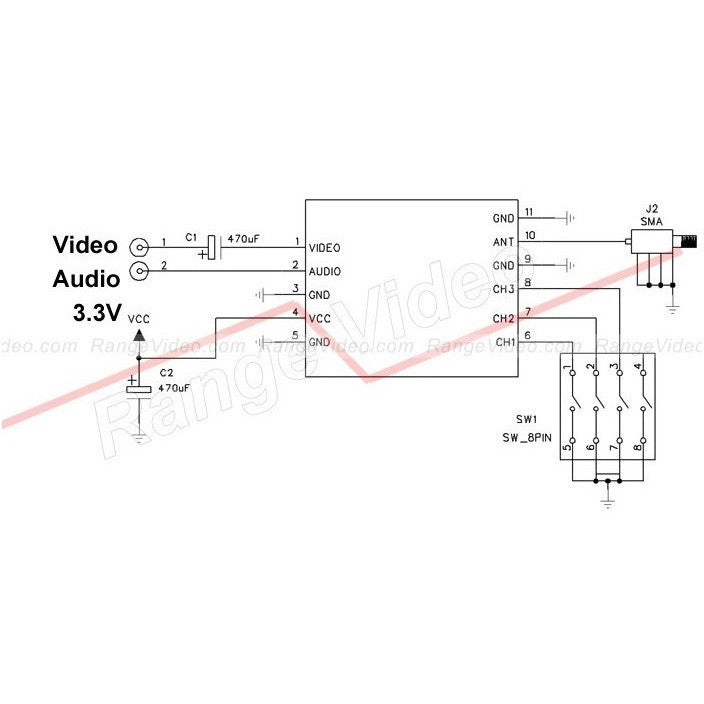 M5802 5.8GHz 200mW 3V transmitter module.