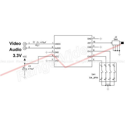 M5802 5.8GHz 200mW 3V transmitter module.