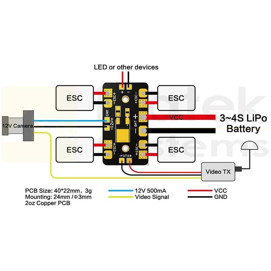 Matek Mini PDB & Linear Regulator 12V