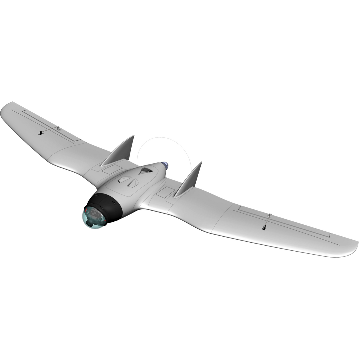RVJET 1950 mm FPV Flying Wing Kit with Pan and Tilt Dome- EPP Black