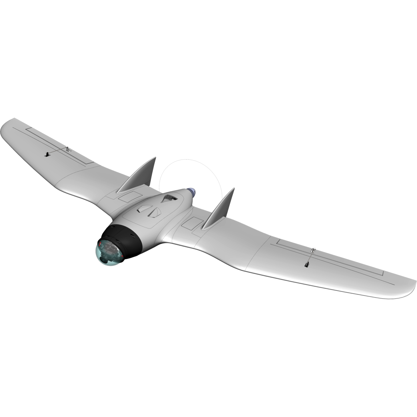RVJET 1950 mm FPV Flying Wing Kit with Pan and Tilt Dome- EPP Black