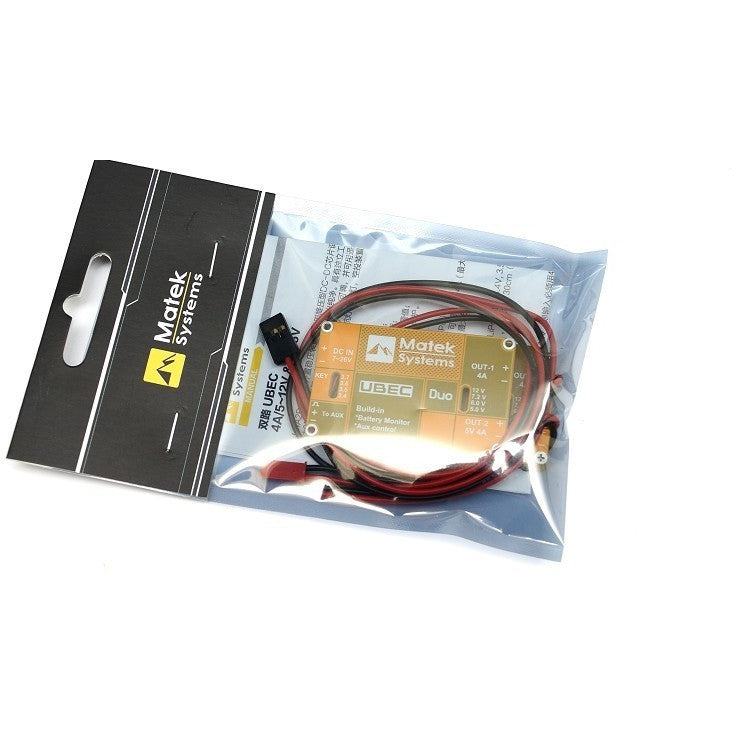 Matek UBEC Duo 4A/5~12V + aux channel switch + battery alarm