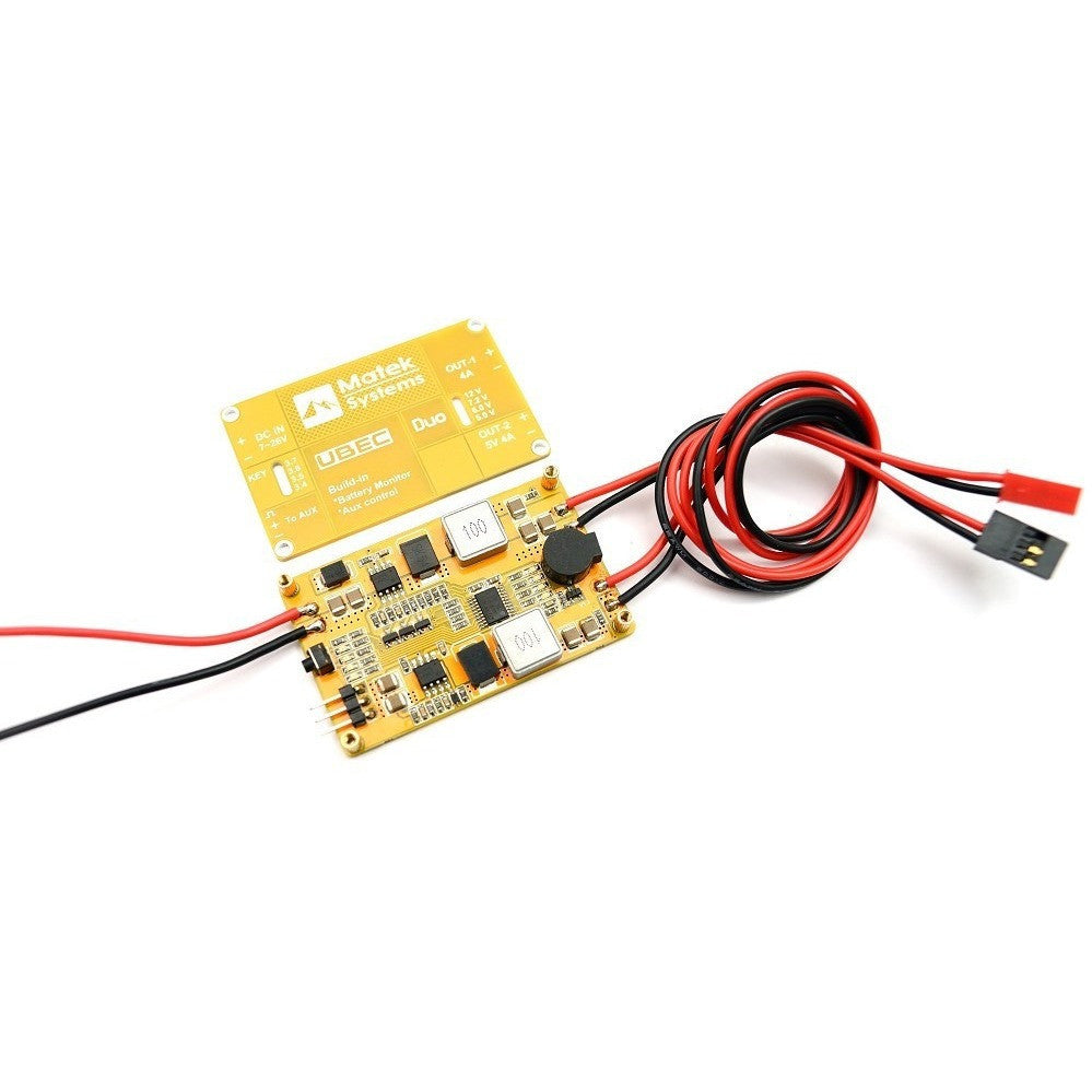 Matek UBEC Duo 4A/5~12V + aux channel switch + battery alarm